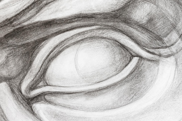 Male eye handdrawn by graphite pencil close up