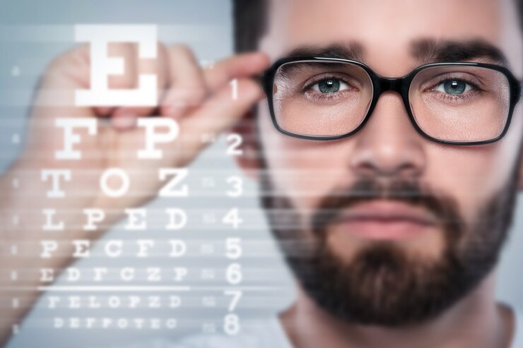 Photo male face and eye chart