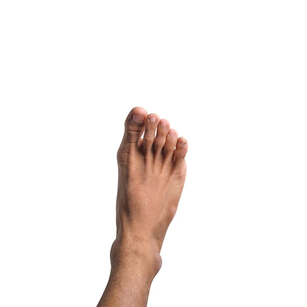 Male Feet in Various Poses on Transparent or White Background