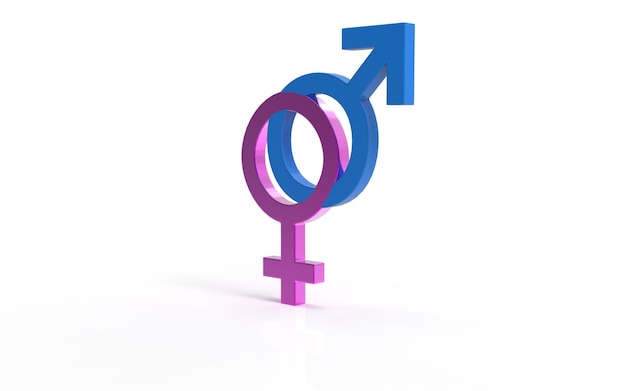 Male and female gender symbols on white background