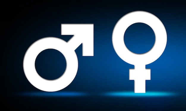 Photo male and female icons on blue background