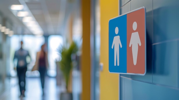 Male and female toilet sign on the wall 3d rendering