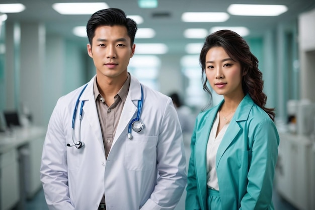 Photo a male and femle doctors warming siting in clinic