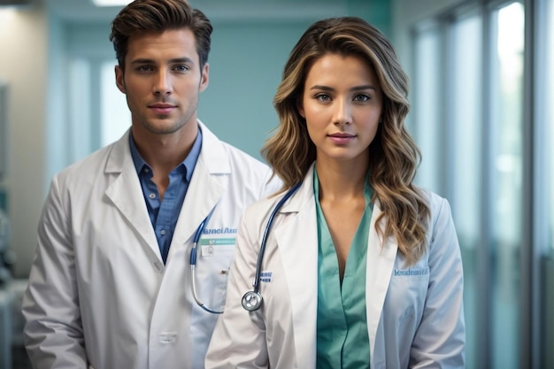 Photo a male and femle doctors warming siting in clinic