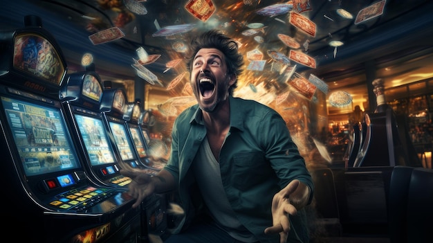 male gambler won in the casino