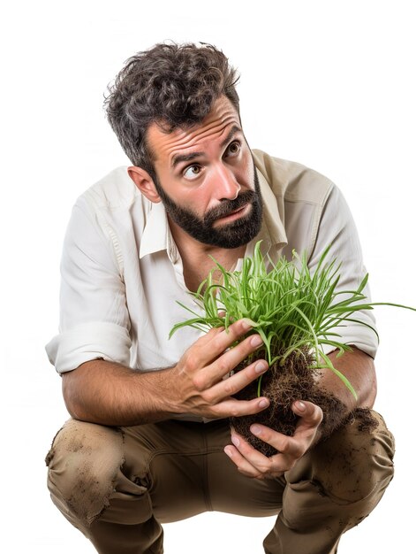 Male Gardener Tending Plants AI gegenereerd