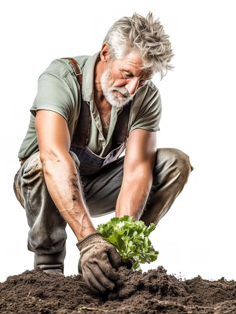 Foto giardiniere maschio che si occupa di piante ai generato