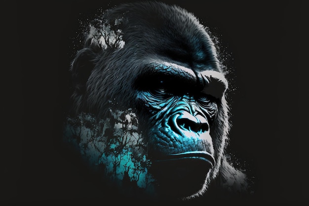 Male gorilla with powerful shoulder and strength with calmly look