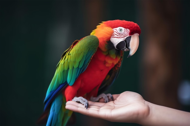 A male hand holding a parrot World Parrot Day