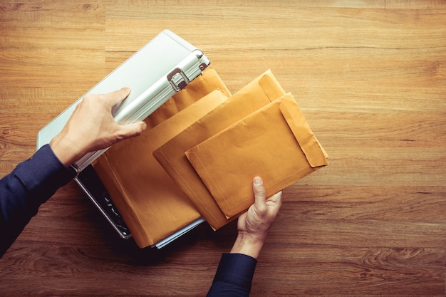 Male hand open safety box metal and Important document