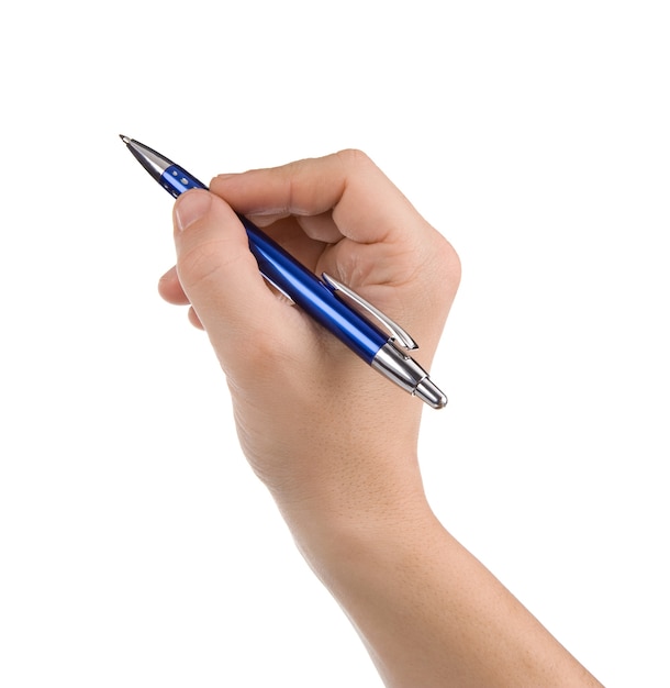 Male hand with pen isolated 