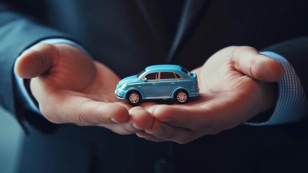 Male hands and car as protection of car concept