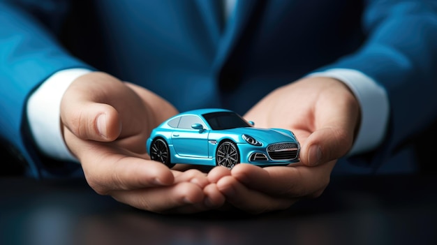 Male hands and car as protection of car concept