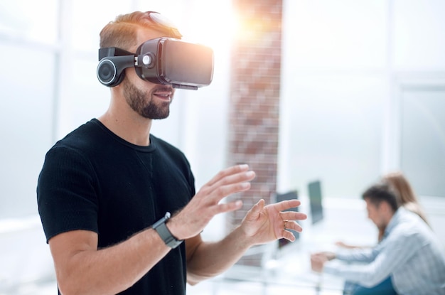 Male handsome patient with modern vr goggles