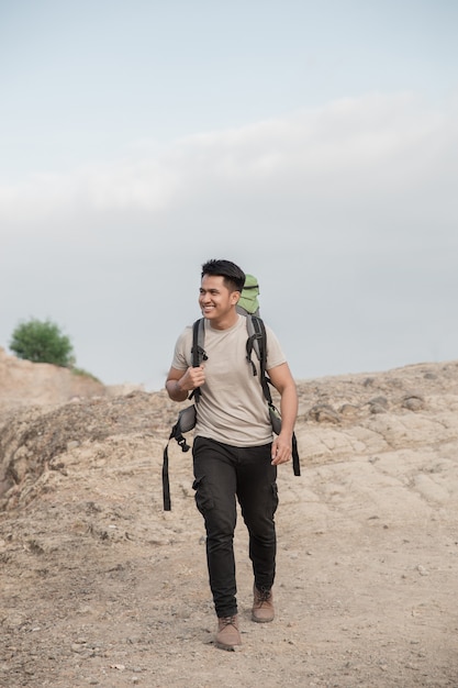 Male hiker walking