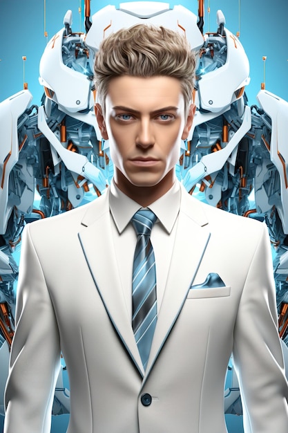 male humanoid ai HD 8K wallpaper Stock Photographic Image