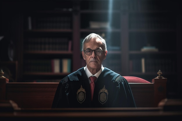 Male judge in court with Generative AI