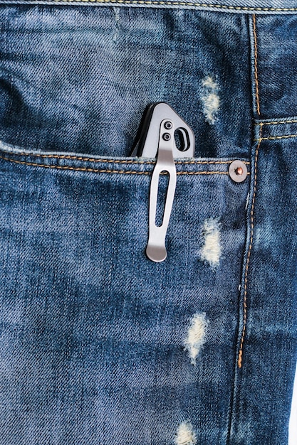 Male Knife in Jeans Pocket other every day carry EDC items