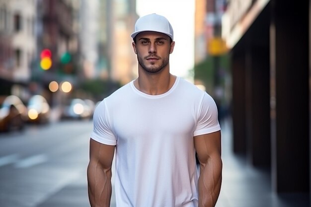 Photo male latin model in white tshirt