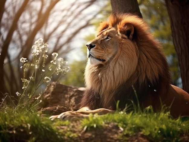 Male lion in the nature