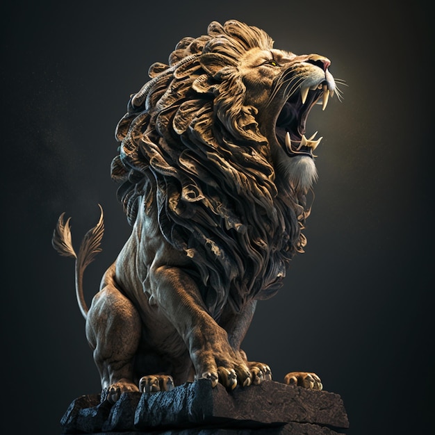 The male lion roars AI Generated