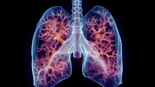 A male lung cancer biopsy respiratory system in xray