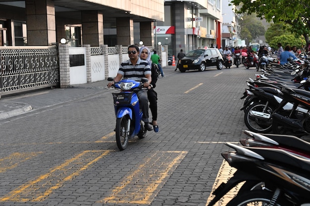 MALE, MALDIVES - FEBRUARY 17 2018 - Heavy traffic in the street before evening pray time