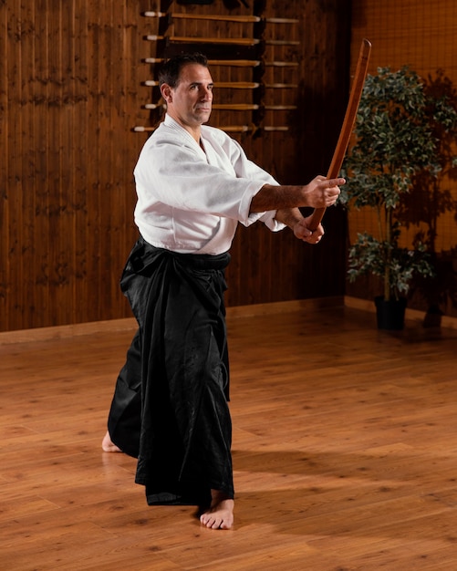 Male martial arts instructor in the practice hall