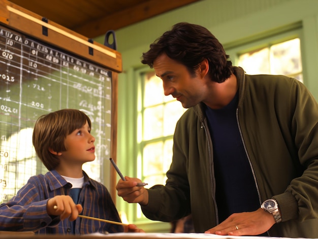 Male maths teacher conducting lesson in classroom