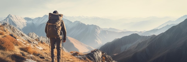 Male mountaineer in the mountains