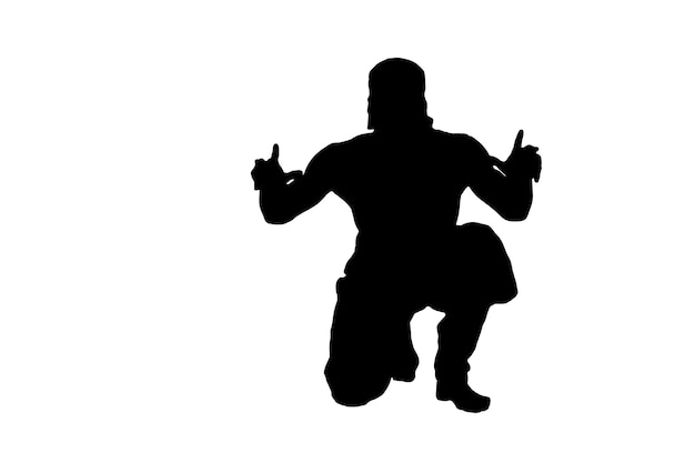 Male ninja silhouette on white background