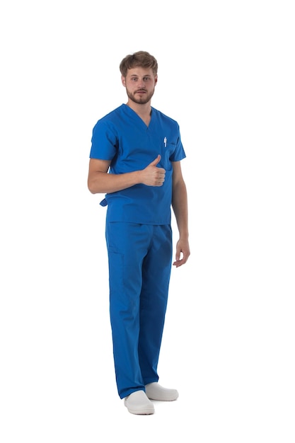 Male nurse doctor on white