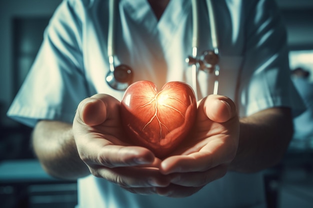 a male nurse is holding the heart