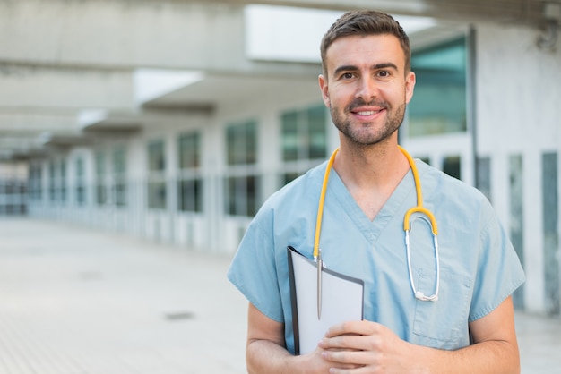 Male nurse with stethoscope