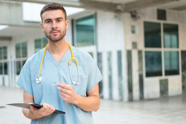 Male nurse with stethoscope