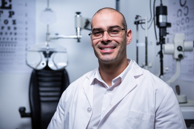 Male optometrist smiling