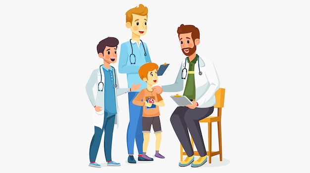 male paediatricians playful with little child