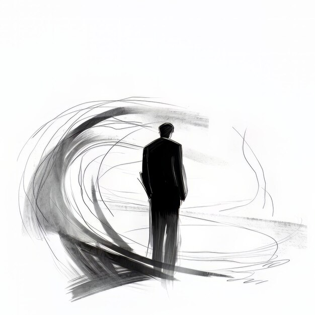 male person silhouette digital painting