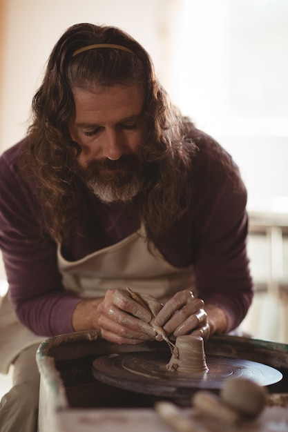 Male potter working on bowl