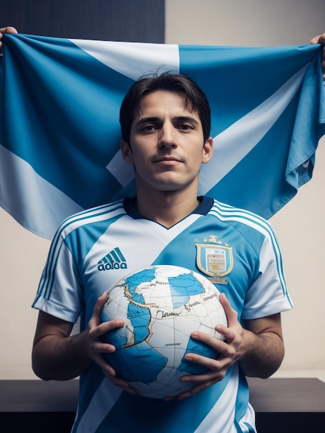 사진 등번호 10이 새겨진 아르헨티나 국가대표팀 유니폼을 입은 남자 프로 축구 선수