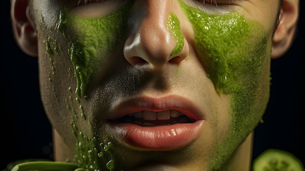 A male relishing a green smoothie packed with nutrientrich ingredients