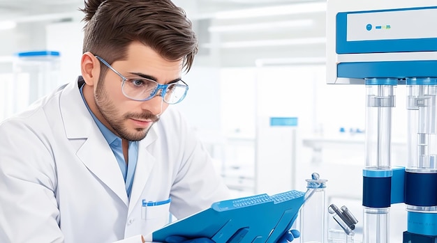 Male researcher carrying out scientific research in a lab