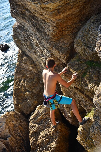 Male rock climber