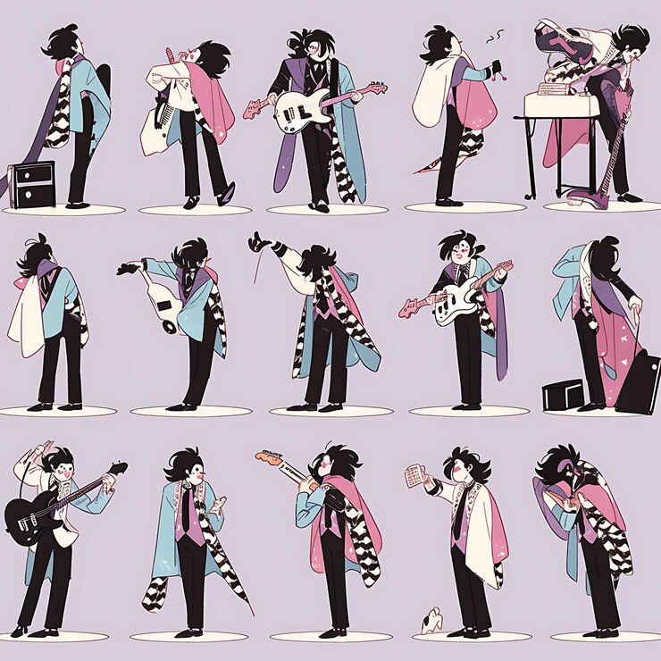 Photo male rockstar attire rock and roll wedding tall height edgy cozy fairy tale anime vintage concept