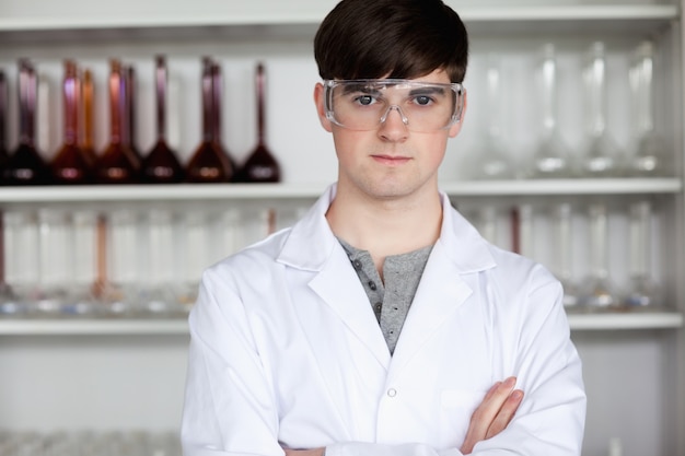 Male scientist posing