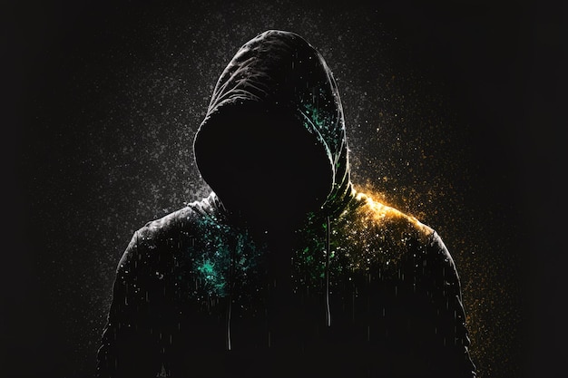 Male silhouette wearing a hoodie blended media