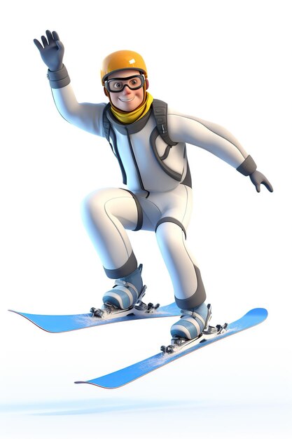 Лыжник-мужчина на белом фоне Сгенерирован AI