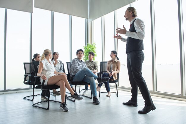 Male speaker giving presentation