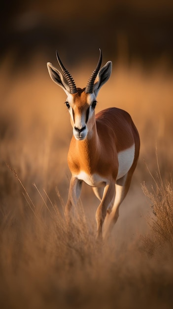 A male Springbok antelope Aepyceros melampus in the Kalahari desert South Africa Generative AI