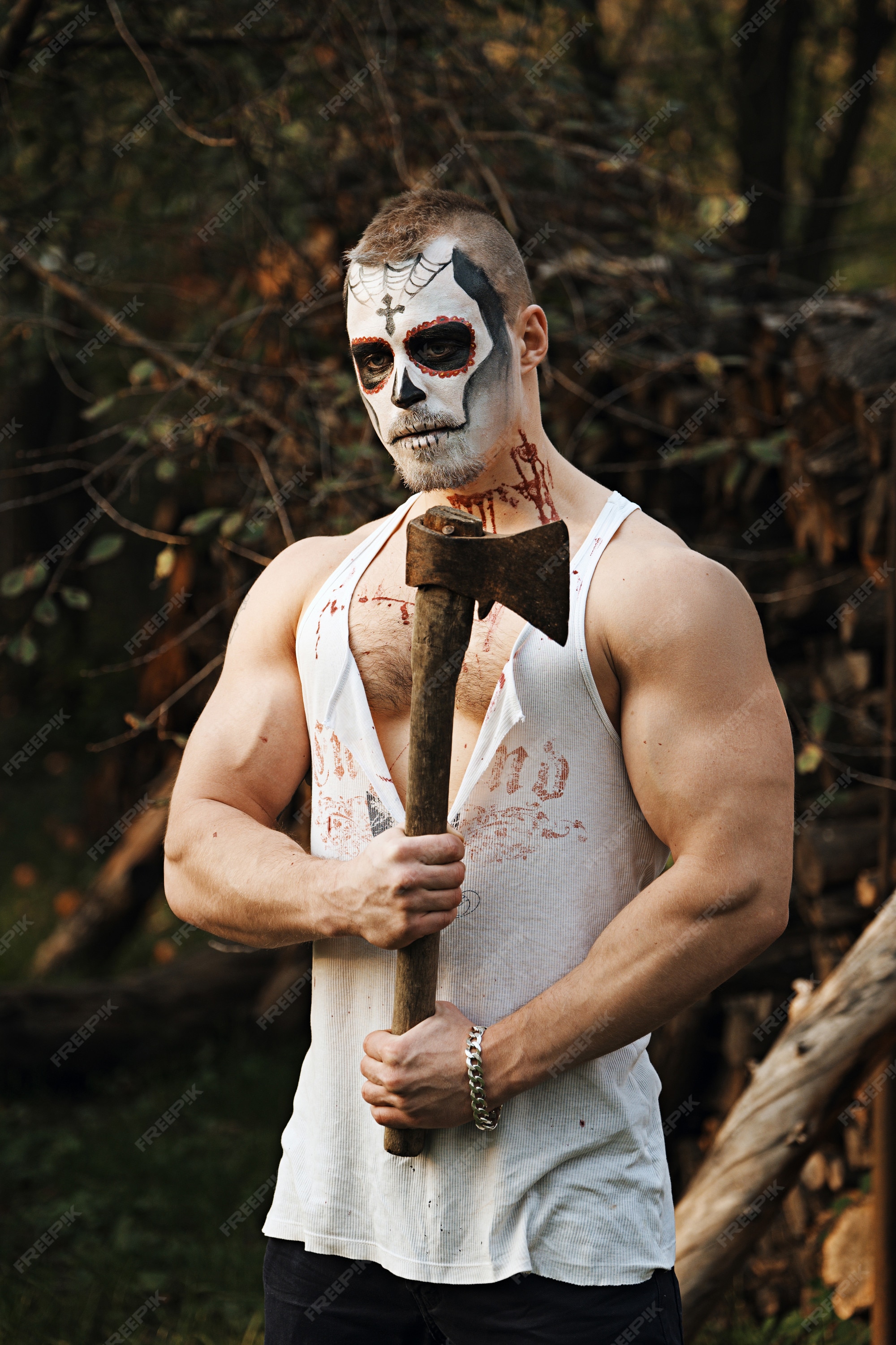 Premium Photo | Male sugar skull makeup. face painting art. Premium Photo | Male Sugar Skull Makeup. Face Painting Art.